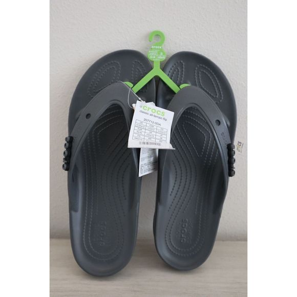 Crocs Unisex Men's Sz 10 Women's 12 Gray Classic All Terrain Flip Flop Sandals - Picture 1 of 8